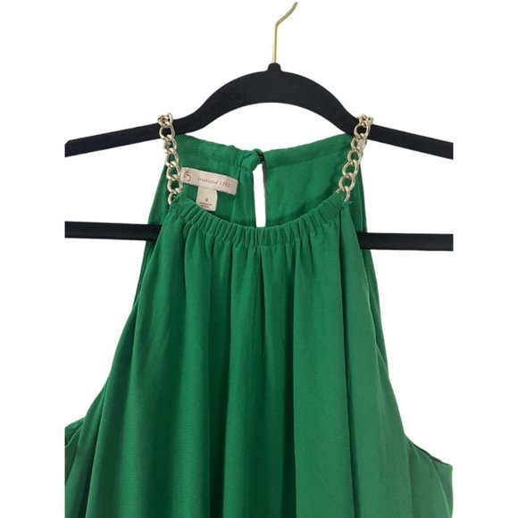 Dress Barn Gold Chain Halter Maxi Dress in Green Size 4 - Picture 3 of 4